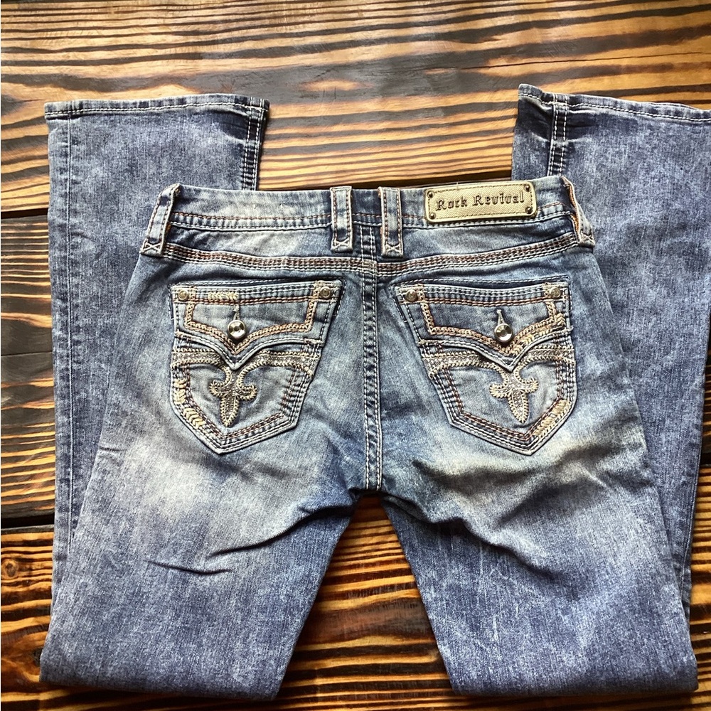 Rock Revival Luz Boot Cut Acid Jeans Size 27